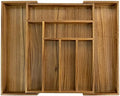 Luxury Acacia Kitchen Drawer Organizer - Silverware Organizer - Utensil Holder and Cutlery Tray with Grooved Drawer Dividers for Flatware and Kitchen Utensils (8 Slot), 17*12.4*2 inch by EcoFives