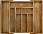 Luxury Acacia Kitchen Drawer Organizer - Silverware Organizer - Utensil Holder and Cutlery Tray with Grooved Drawer Dividers for Flatware and Kitchen Utensils (8 Slot), 17*12.4*2 inch by EcoFives