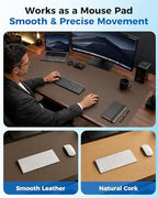 Aothia Cork Desk Mat - Dual-Sided XL PU Leather Desk Pad & Full Desk Protector, Large Waterproof Desktop Mat for Office & Gaming (47" x 23.6", Coffee) - Image 5
