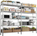 5 Tier Storage Racks Shelving, Heavy Steel Pantry Shelves, Adjustable Wire Shelving Rack, Suitable for Garage, Kitchens, Offices, 58" W x 14" D x 71" H, Chrome by Unknown
