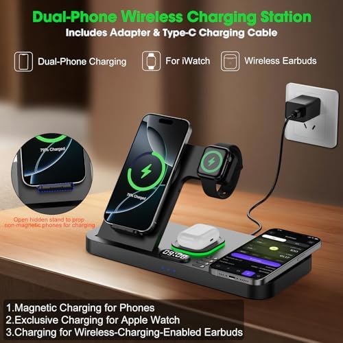 Dual Phone Foldable Wireless Charging Station for Apple, Couple&Family Use - Image 3