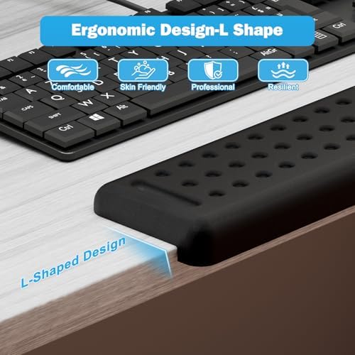Leolee L-Shaped Desk Long Wrist Rest Elbow 60CM, Black Arm Rest for Desk - Image 2