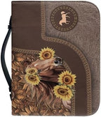 Women Bible Cover Case with Top Handle Tribal Horse Print Men Bible Book Cover Church Bag Carrying Case with Pocket - Image 2