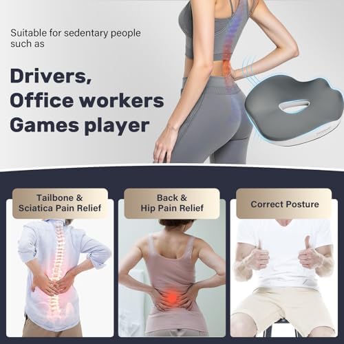 Coverado Car Seat Cushion with Memory Foam, Ergonomic Driving Seat Cushion for Sciatica, Tailbone, Back Pain Relief, Premium Non-Slip Washable Cushion for Car, Driver, Office, Wheelchair - Image 6