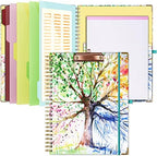 Ospelelf Clipboard with Storage 8.5 X 11，Padfolio Organizer, Spiral Portfolio Letter Size with Notepad, Pen Holder, 5 Extra Folder Divider Pages, Elastic Closure Nurse Office Essentials (Tree Seasons) by OspelelfOfficeSupplies