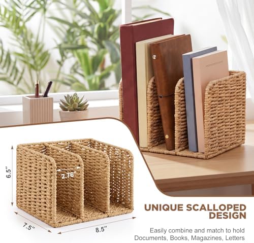 Novabright Paper Wicker 3-compartment File Magazine Desk Holder for B5 - Image 2