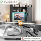 Dorm Desk Hutch, 37.4" Desktop Shelf with 6 Shelves & Power Outlet - Image 6