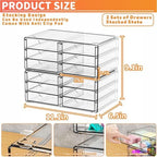 Yieach 2 Pack Acrylic Storage Drawers With 12 Small Drawer,Stackable Office Cabinet Organizer and Makeup Organizer,Clear Plastic Drawers for Craft Supply,Pen,Stationary,Accessory,Makeup,Desk Organizer - Image 2