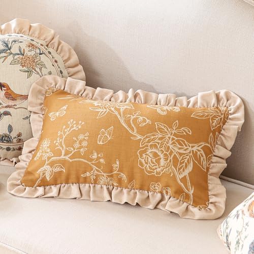 ISAENNE Designer Linen Throw Pillow Cover,Set of 2,20"x12"-Cornucopia D - Image 2