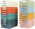 Turn In Trays Classroom,24 Pack Classroom Baskets For Classroom,Plastic Storage Baskets With Handles,Modern Colorful Organizer Baskets,Classroom Storage Bin Book Baskets For Pencils Storage by Treliamd
