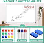 H-Qprobd White Board Dry Erase Boards for Wall 5' x 3' Magnetic Whiteboard - 60"x36" Aluminum Presentation Large Whiteboard with Long Pen Tray, 6 Markers, 2 Erasers &12 Magnets - Image 3