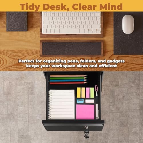POPMOON 14 in Deep Under Desk Drawer Lockable, Pull Out Storage Organizer - Image 5