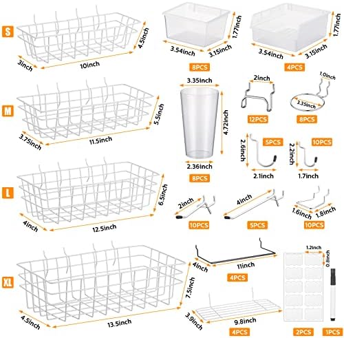 95-Piece Pegboard Accessories Set with Hooks, Cups, Wire Shelf, Tissue Box, Clothes Board for Garage, Workshop (Clear) - Image 2