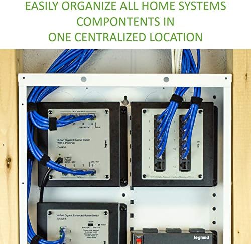 Legrand - OnQ 14 Inch Cable Management, In-Wall 20-Gauge Media Box, Structured Wiring Enclosure with 2.5 Inch Openings for Wires, Glossy White, EN1400 - Image 2