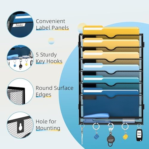 SUPEASY 7-Tier Hanging Wall File Organizer with Hooks, 2 Pack - Image 4