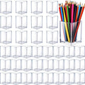 Sabary 36 Pack Acrylic Pencil Pen Holder Cup, 2.6 x 2.6 x 4 Square Storage Organizer for Pens, Colored Pencils Paintbrushes and Makeup Brush for Desk Drawers School Office Home Supplies(Transparent) by Sabary