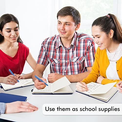 feela 5 Pack Journal Notebook Bulk for School, Hardcover Business Notebooks Classic Ruled Lined Journals with Pen Holder for Work Note Taking, with 5 Black Pens, 120 GSM, 5.1”x8.3”, A5, Navy - Image 5