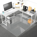 Office Chair Mat for Carpeted Floor, 63"x51" Clear Desk Mat for Carpet Large Protector Floor Mat On Low Pile Carpets, Easy Glide Rolling Plastic Floor Mat, Computer Chair Mat for Home Office by PHOUZIN