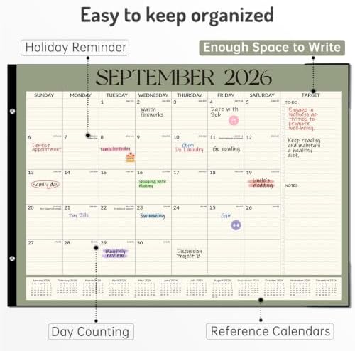 Forvencer 2027 Desk Calendar, Planner Sept 2026 - Jun 2028, 22 Month 22x17" - Image 3