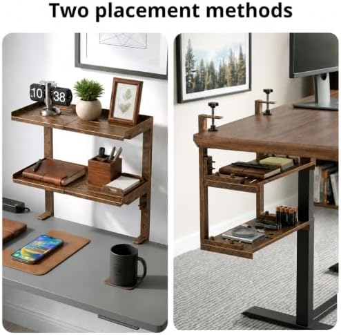 Expandable Clamp on Desk Shelf Organizer Storage with Headphone Holder - Image 7