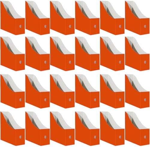 Limitliho 24 Pack Orange-Red Cardboard Magazine Holder for Desk or Shelves by Limitliho
