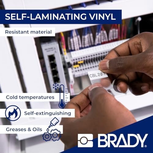 Brady Self-Laminating Vinyl Label Tape for Label Printer BMP51/BMP53/M511 - Self Adhesive Printer Labels - Black on White, Transparent (38,10 mm (W) x 7,62 m (L)) - M5C-1500-427 - Image 3