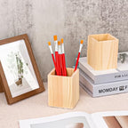 24 Pack Square Unfinished Wooden Pencil Holder, 3 x 3 x 4 Inch Wood Pencil Cup Holder, Wood Crafts Pencil Cup for Desk, Office, DIY Project - Image 5