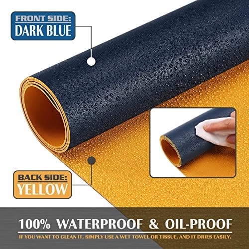 K KNODEL Extra Large Desk Mat, Leather Mouse Pad (47.2"x17", Dark Blue) - Image 4