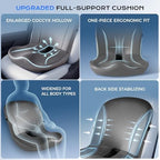 Coverado Car Seat Cushion and Lumbar Support Pillow One Piece, Napa Leather Memory Foam Ergonomic Back Support Driving Seat Cushion for Back Pain, Non-Slip Washable Cushion for Car, Driver, Office - Image 3