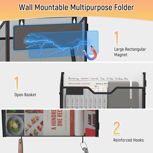 Docnest 6 Pack Dual-Mount Magnetic Mesh File Holders, Wall Organizer - Image 4