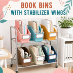 gisgfim 6 Pcs Non-Tip Book Bins with Stabilizer Wings (Boho) - Image 4