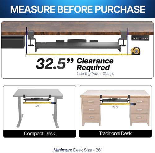 VIVO Large Clamp-on Computer Keyboard and Mouse Under Desk Slider Tray, 27 x 11 inch Pull Out Platform Drawer, White, MOUNT-KB05W - Image 3