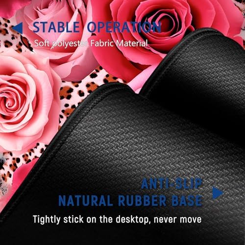 Large Mouse Pad + Keyboard Wrist Rest Set, Extended Gaming Mousepad (31.5X11.8 inch) with Non-Slip Rubber, Ergonomics Memory Foam Mouse Wrist Rest Support, Leopard Rose Painting XXL Desk Pad - Image 4