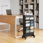 BYFU 6-Tier Rolling Bookshelf Cart, Black - Image 2