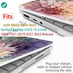 Mektron Case for 13.5" Microsoft Surface Laptop 5/4/3 with Metal Palm Rest Model 1951/1868, 2019/2021/2022 Release Plastic Hard Shell Cover with Screen Protector + Keyboard Cover, Watercolor Dahlias - Image 3