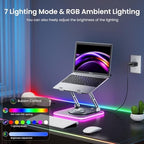 360°Rotating Laptop Stand with RGB Lights, Fits 10-16"Laptops MacBooks - Image 3