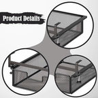 under Desk Drawer Basket Clamp on Container Saving Mesh Metal Desk Attachment File Holder Slide Out Organizer, Black S - Image 2