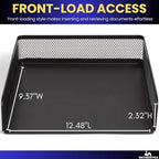 1InTheOffice Letter Trays for Desk Stackable, Front-Load Mesh Desk Tray Organizer, Black, 2 Pack - Image 5