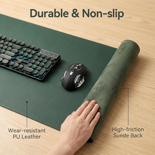 Leather Desk Pad Protector,Desk Cover mat,Office Desk mat,Laptop Mat for Desk, Non-Slip Desk Blotter,Waterproof Desk Writing Pad for Office/Home(24"x47",Dark Green) - Image 3
