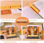 2027 3D Paper Carving Desk Calendar With LED Light (Orange Cat) - Image 6