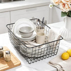3 Pack Large Wire Baskets, Sturdy Black Wire Basket, Metal Basket for Organizing Kitchen, for Food Pantry Home Office Desk Shelf Bathroom Bedroom (14.2 x 11.1 x 6.3 inch) - Image 5