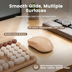 Wireless Keyboard and Mouse Combo, Round Keycap, Tablet Holder, Beige Color - Image 6