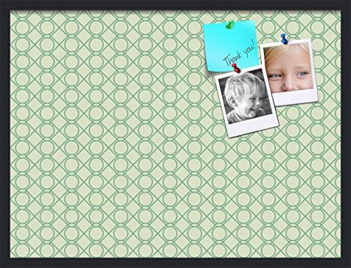 PinPix 32x24 inch Cork Bulletin Board. This Decorative Framed Pin Board Comes with Diamond Pattern in Green Design and Satin Black. Ideal for Home, Office Decor or School (PinPix-586) by PinPixBulletinBoards