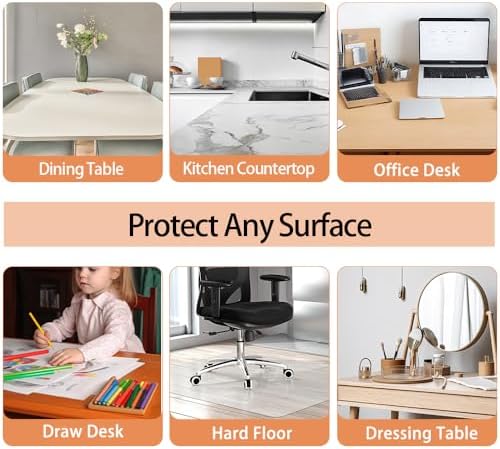 Kasepie Clear Table Protector 42x60 Inch, 2mm Thick PVC Table Cover for Kitchen & Dining Room, Scratch-Resistant Desk Mat, Rectangle Plastic Tabletop Protector - Image 5