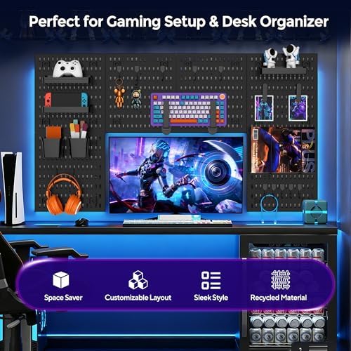 Black Peg Board, 24"x36" Pegboard Wall Organizer, Includes 6PCS Black Peg Boards and Accessories, Plastic Peg Board Panels for Craft Room, Office, Kitchen, Gaming Room - Image 6
