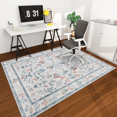 chakme Office Chair Mat for Hardwood Floor, 72"x48" Easy Glide Computer Desk Mat Protector for Rolling Chair Under Desk Rug Nonslip Backing, Machine Wash, (Floral) by CHAKME