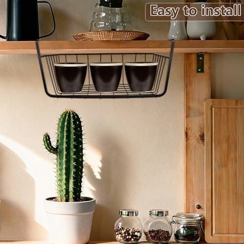 8Pcs Under Shelf Storage Basket, Metal Wire Under Cabinet Basket - Image 5