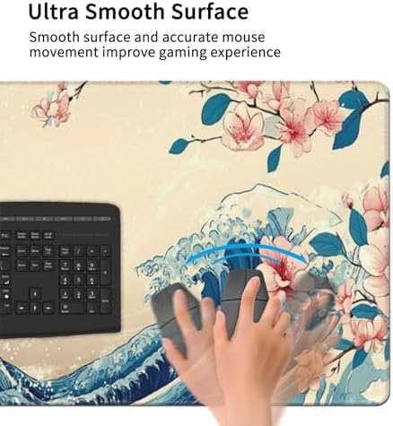 Cherry Blossom Japanese Wave XXL Gaming Mouse Pad 48"x24",Extended Desk Mat - Image 3