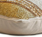 The HomeCentric Decorative Gold & Brown 12"x18" (30x45 cm) Lumbar Pillow Cover, Linen Beaded, Sequins & Embroidery Oblong Pillow, Abstract Pattern Modern Style - Casting A Glow - Image 3