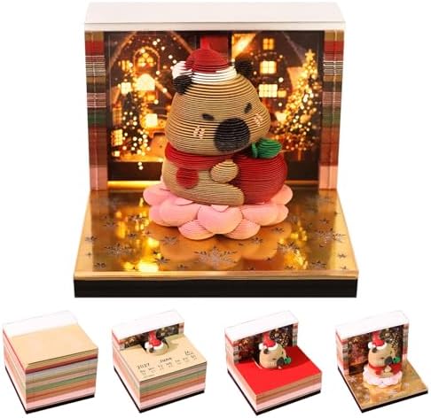 3D Calendar 2027,3D Desk Calendar 2027,Capybara Tear-Off Paper Sculpture Desk Calendars,3D Desk Calendar Memo Pad 2027,3D Memo Pad Creative Tear Away Weekly planner Carving Art Calendar Notepad,Gift,Paper sculpture calendar (Christmas Capybara) by WelcomeHOTOYMDS%EF%BC%81